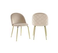 Lot de 2 chaises - Velours et métal doré - Beige - MELBOURNE Beige