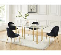 Lot de 2 chaises - Velours et acier inoxydable doré - Noir - MELBOURNE
