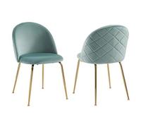 Lot de 2 chaises - Velours et acier inoxydable doré - Vert sauge - MELBOURNE