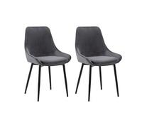 Lot de 2 chaises - Velours et métal noir - Anthracite - MASURIE