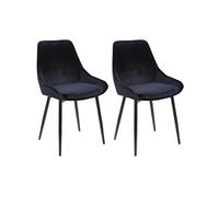 Lot de 2 chaises - Velours et métal noir - Noir - MASURIE