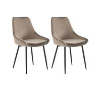 Lot de 2 chaises - Velours et métal noir - Taupe - MASURIE