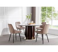 Lot de 2 chaises - Velours et métal noir - Taupe - MASURIE