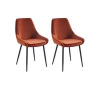 Lot de 2 chaises - Velours et métal noir - Terracotta - MASURIE
