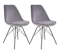 Lot de 2 Chaises Velours Gris avec Piétement Métal Noir - HAGA - ALTOBUY Gris G
