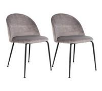 MEYRIN - Lot de 2 Chaises Velours Gris et Pieds Métal Noir - Altobuy Gris