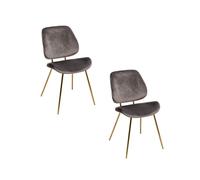 Lot De 2 Chaises Velours Slow Grises Atmosphera