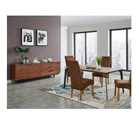 Vente-unique - Lot de 2 chaises Santos - Microfibre Aspect Cuir Vieilli - Pieds Bois Clair - Salle à Manger