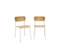 | Lot de 2 chaises vintage contreplaqué avec placage bois effet frêne et pieds métal beige L 435 x P 51 x H 77cm - Toby