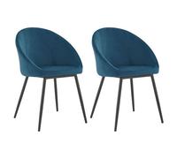 Happy Garden – Lot de 2 chaises Diane Vintage, velours bleu, pieds en métal