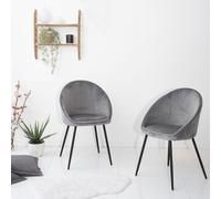 Happy Garden Chaises DIANE vintage velours gris Lot de 2