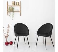 Lot de 2 chaises vintage diane velours noir
