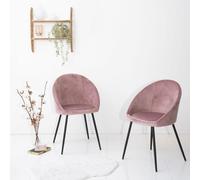 Happy Garden Lot de 2 chaises Diane Vintage – velours rose, pieds en métal, H. 81 cm
