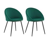 Happy Garden – Lot de 2 chaises Diane – Vintage, velours vert, pieds en métal