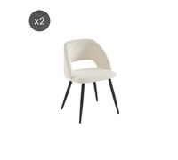 Lot de 2 chaises VINTAGE velours côtelé beige crème pieds métal noir