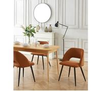 Lot de 2 chaises VINTAGE velours côtelé terracotta pieds métal noir