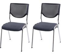 lot de 2 chaises visiteurs T401, chaise de conférence empilable, tissu/textile ~ assise gris foncé, pieds chromés