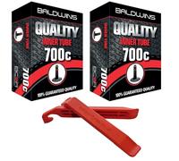 Lot de 2 chambres à air 700 C Baldwins pour vélo/vélo 700 x 35 C à 45 C (convient à toutes les valves Schrader 35C, 38C, 40C, 42C, 45C, 47C) et leviers de pneu BALDY'S