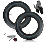 Lot de 2 chambres à air de 3,50 à 8 pour roue de brouette avec valve droite, chambre à air gonflable de rechange, chambre à air universelle pour diable, diable, chariot, chariot de jardin, brouette