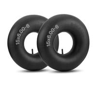 Lot de 2 chambres à air de rechange pour pneus de 15 x 6,00-6, pneus de tondeuse à gazon, tuyau à air en caoutchouc épais 15 x 600-6 avec tige de valve droite TR-13 pour tracteurs de cour, brouettes