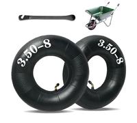 Lot de 2 chambres à air pour brouette, chambre à air de rechange 3,50-8, pneu de rechange pour roue pneumatique avec une forte capacité de charge, tige de valve incurvée pour brouette, tondeuse