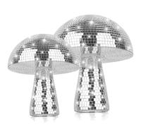 Lot de 2 champignons disco - Grand miroir - Champignons argentés - Décoration de boule pour la décoration de la maison, accessoires de scène et de jeu, fêtes scolaires