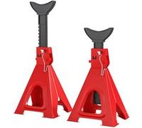 HOMCOM Lot de 2 chandelles Voiture, chandelles de Levage capacité 6 tonnes, Hauteur réglable de 375 à 592 mm, Grande Base avec goupille de sécurité, pour véhicule, Caravane, Atelier, Garage, Rouge