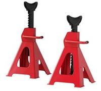 HOMCOM Lot de 2 chandelles Voiture chandelles de Levage capacité 3 tonnes, Hauteur réglable de 290 à 425 mm, Grande Base avec goupille de sécurité, pour véhicule, Caravane, Atelier, Garage, Rouge