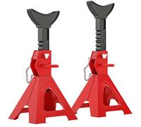 Lot de 2 chandelles - jusqu'à 3000 Kg par chandelle - H.290-418 mm - 4 pieds - acier rouge noir