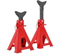 Lot de 2 chandelles voiture - HOMCOM - capacité 6 tonnes - hauteur réglable de 375 à 592 mm - goupille de sécurité - rouge