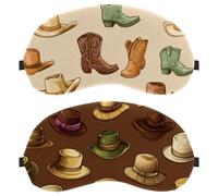 Lot de 2 chapeaux de cowboy Wild West avec fond marron - Masque pour les yeux pour homme et femme - Respirants - Zéro pression oculaire pour dormir