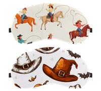 Lot de 2 chapeaux de cowboy Wild Western - Motif citrouille d'Halloween - Doux et respirant - Bloque la lumière - Masque de sommeil