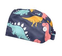 Lot de 2 chapeaux de dentiste avec bouton pour animal domestique, médecin, chirurgien, infirmière, travail, 2 pièces, colorés, motif dinosaures
