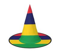 Lot de 2 chapeaux de sorcière avec drapeau de l'île Maurice pour Halloween, confortables et durables, adaptés pour les fêtes, les jeux de rôle et le carnaval