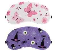 Lot de 2 chapeaux de sorcière d'Halloween doux et respirants avec cache-yeux et masques de sommeil