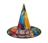 Lot de 2 chapeaux de sorcière pour Halloween, bal masqué, cosplay | Chapeaux de magicien imprimés perroquets pour femmes, enfants, adolescents, fête, cosplay, décoration