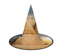 Lot de 2 chapeaux d'Halloween - Pyramide égyptienne de sorcière dans le désert imprimé fête costumée, femme et homme, casquette en corne pointue, lumière pour Pâques festive