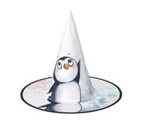 Lot de 2 chapeaux d'Halloween - Sorcière I Love Penguins Imprimé Fête Costume Fête Femme Homme Corne Pointue, Lumière pour Pâques festive