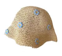 Lot de 2 chapeaux en paille à fleurs for femme, protection solaire, for voyage, été, polyvalent, petits mignons Pour L'Été(Beige)