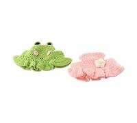 Lot de 2 chapeaux mignons en forme de chat de dessin animé, chapeau en forme de lapin, grenouille, chapeau tricoté à la main, accessoires pour chiot, chat, chaton et petits chiens