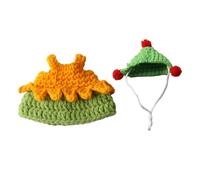 Lot de 2 Chapeaux pour Hamster avec Sangle réglable, Mini Bavoirs, Pull pour Hamster, Furet, vêtements tricotés pour Tenue de Petit Animal, Accessoires de Costume de Vacances E