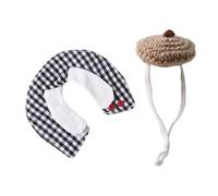 Lot de 2 Chapeaux pour Hamster avec Sangle réglable, Mini Bavoirs, Pull pour Hamster, Furet, vêtements tricotés pour Tenue de Petit Animal, Accessoires de Costume de Vacances Un