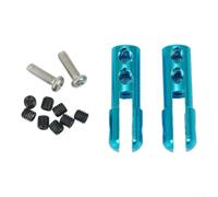 Lot de 2 chapes d'extrémité de biellette de direction en aluminium anodisé avec trou de 2 mm de diamètre pour bateau RC et avion à voilure fixe (bleu)