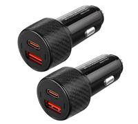 Lot de 2 Chargeur Allume Cigare USB C 38 W Double Port 20W PD | USB-C et 18W QC 3.0 USB-A Rapide Voiture Prise 12-24 V pour iPhone 16/15/14/13 Samsung Galaxy S26/S25/S24/S23 Android iPad