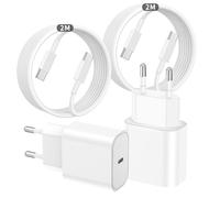 Lot de 2 Chargeur USB C Rapide for iPhone 16 15,20W USB C Chargeur avec 2m Câble C vers C pour Apple iPhone 16 15 Pro/Max/Plus/iPad Pro, Air, Mini,Samsung Galaxy S25/S24/S23+