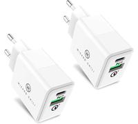 Lot De 2 Chargeur Usb Double 20w Avec Port Usb-A Et Usb-C, Fast Charge Adapter Bundle, Universal Compatible Avec Iphone 14, 13, 12, 11 (Pro, Max, Plus, Mini), Samsung Et Magsafe[Cha8222798]