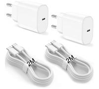 Lot de 2 chargeurs de 2 m, 20 W USB C vers USB C, compatibles avec iPhone 17 Air/16 Pro Max/15 Plus, câble de charge rapide tressé pour iPad Pro 12.9/11, Air 4/5 Gen, Mini 6th, 10th, Airpods 4/Pro 3