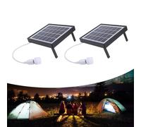 Lot de 2 chargeurs de panneau solaire 5 W 5 V USB avec petite lumière solaire portable, lumière LED, pour le camping et la randonnée (noir)