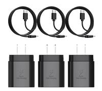 Lot de 2 chargeurs de type C, bloc de charge rapide de type C de 25 W avec câble de charge USB C, compatible avec Galaxy S23 Ultra/S23+/S22/S21/S20/Phone 16/16 Plus/16 Pro Max/15/15 Pro Max/15 Plus