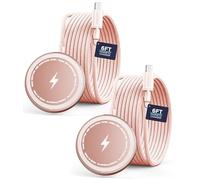 Lot de 2 chargeurs magnétiques sans fil, charge rapide de 15 W, avec câbles USB-C tressés de 1,8 m, compatible avec MagSafe pour iPhone, or rose